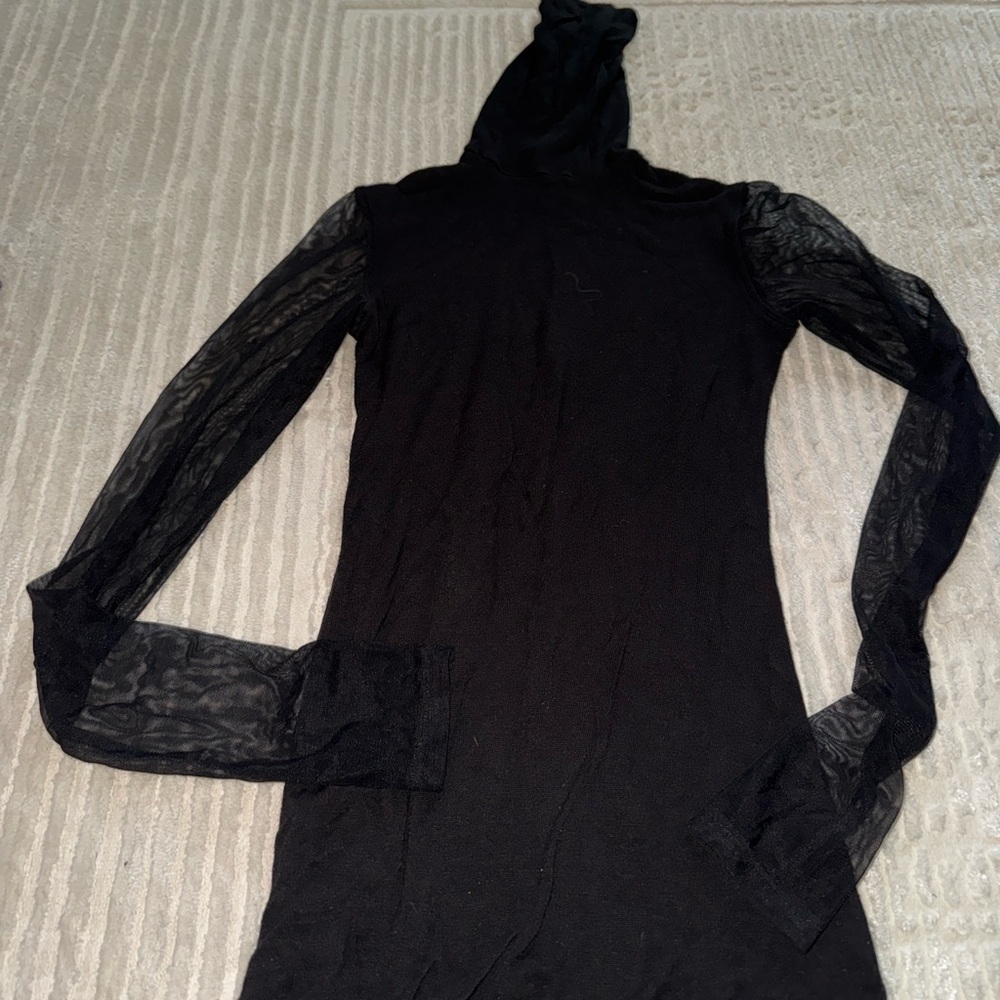 Twenty Black Knit Fabric with Mesh Sleeve